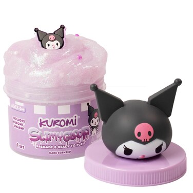 Kuromi SLIMYGLOOP Jar, 8 oz Purple &amp; White Cake-Scented Slime, Includes Beads &amp; Kuromi Charm, Sanrio Stuff, Hello Kitty Slime, Slime for Kids, Slime Kit, Hello Kitty Merch, Sanrio Slimes