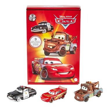 Disney And Pixar Cars Radiator Springs Die-Cast Toy Vehicles 3-Pack, 1:55-Scale, With Lightning Mcqueen, Sheriff &amp; Mater, Gift For Kids Age 3 Years And Older