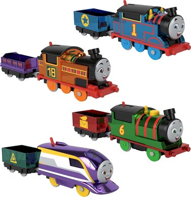 Thomas &amp; Friends Motorized Toy Trains, Set of 4 Engines Thomas Nia Percy &amp; Kana for Preschool Pretend Play Kids Ages 3+ Years
