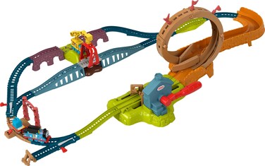 Thomas &amp; Friends Toy Train Set Loop &amp; Launch Maintenance Yard with Thomas Motorized Engine &amp; Carly The Crane for Kids Ages 3+ Years