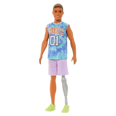 Barbie Fashionistas Ken Fashion Doll #212 with Prosthetic Leg Wearing Removable Los Angeles Jersey, Purple Shorts &amp; Sneakers