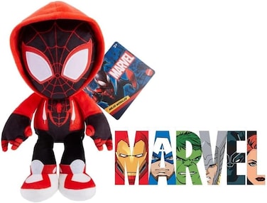 Marvel Plush Character Figure, 8-Inch Super Hero Soft Doll, Collectible Gift for Kids &amp; Fans Ages 3 Years Old &amp; Up - with Collectible Sticker (Miles Morales Spider-Man)