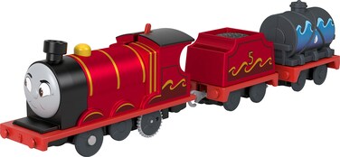 Thomas &amp; Friends Toy Train, Splash Tank James Motorized Engine with Tender and Cargo for Preschool Railway Play Ages 3+ Years