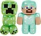 Mattel Minecraft Plush Figure 2-Pack, Steve in Diamond Armor &amp; Charged Creeper Set, Soft Character Dolls in 8-inch Scale
