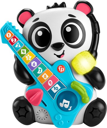 Fisher-Price Baby Learning Toy Link Squad Jam &amp; Count Panda with Music &amp; Lights for Ages 9+ Months, Compatible Only with Link Squad Items