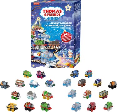 Thomas &amp; Friends MINIS Advent Calendar 2024, Christmas 24 Miniature Toy Trains and Vehicles for Preschool Kids Ages 3+ Years