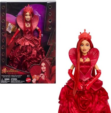 Mattel Disney Descendants: The Rise of Red Queen of Hearts Fashion Doll with Movie-Inspired Royal Gown &amp; Accessories, Includes Display Stand