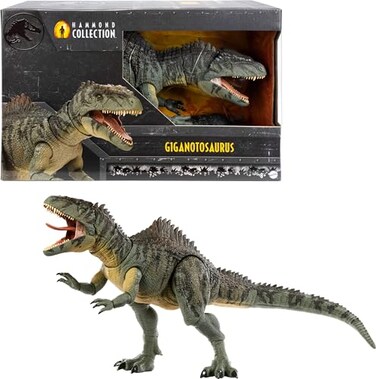 Mattel Jurassic World Dominion Hammond Collection Dinosaur Action Figure, Giganotosaurus Dino Toy with 21 Articulations, Glass Eyes, Wired Tail &amp; Posable Tongue
