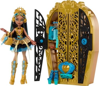 Monster High Skulltimate Secrets Doll &amp; Accessories Set, Monster Mysteries Cleo De Nile with Dress-Up Closet &amp; 19+ Surprises Including Clothes