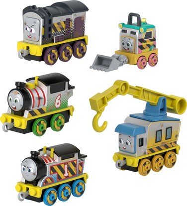 Thomas &amp; Friends Diecast Vehicle Set Construction Crew 5 Push-Along Toy Train Engines for Preschool Kids Ages 3+ Years