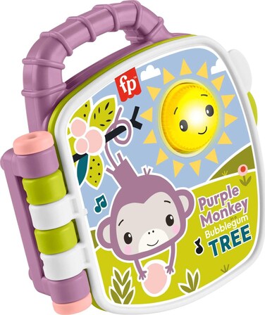 Fisher-Price Baby Toy Purple Monkey Musical Storybook with Lights &amp; Sounds for Infants &amp; Toddlers Ages 6+ Months