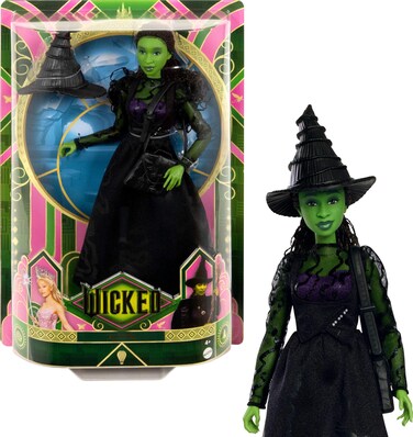 Mattel Universal Wicked Elphaba Fashion Doll &amp; Accessories with Green Skin, Braided Black Hair, Posability &amp; Removable Ballroom Look