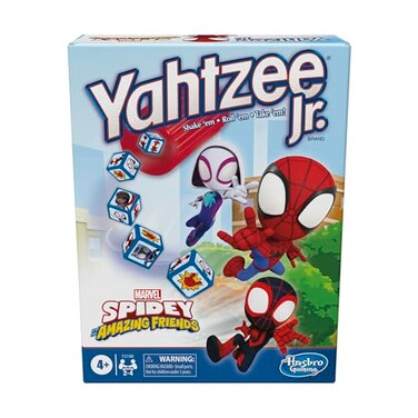 Hasbro Gaming Yahtzee Jr. Marvel Spidey and His Amazing Friends Edition Board Game   Preschool Games for Kids   2-4 Players   Easter Gifts Boys &amp; Girls   Ages 4+ (Amazon Exclusive)