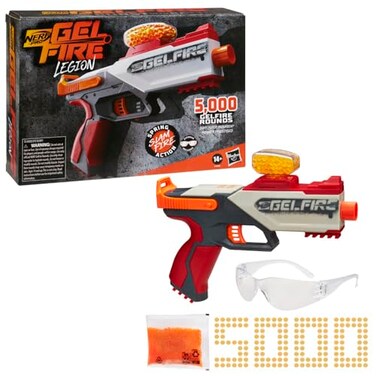 Nerf Pro Gelfire Legion Spring Action Blaster, 5000 Rounds, 130 Hopper, Protective Eyewear, Slam Fire, Ages 14 &amp; Up