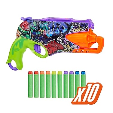 Nerf Teenage Mutant Ninja Turtles Dart Blaster, 10 Elite Darts, Kids Easter Basket Stuffers, Ages 8+