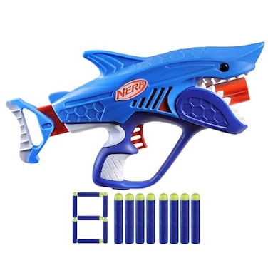 NERF Junior Wild Sharkfire, Easy Play Dart Blaster, 8 Nerf Elite Darts, Nerf Blaster Shark Toys for 6 Year Old Boys &amp; Girls &amp; Up, Outdoor Toys