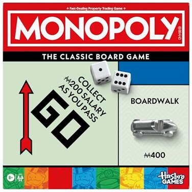 Monopoly Board Game   Classic Game with Storage Tray and Larger Tokens   Ages 8+   2 to 6 Players   Family Games for Kids and Adults   Kids Gifts