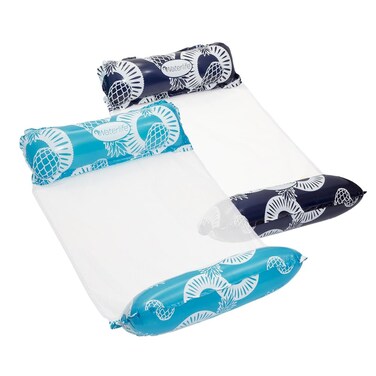 Waterlife 4-in-1 Pool Hammock 2-Pack, Inflatable Pool Chair Float, Water Hammock (Saddle, Lounge Chair, Hammock, Drifter), Navy &amp; Light Blue