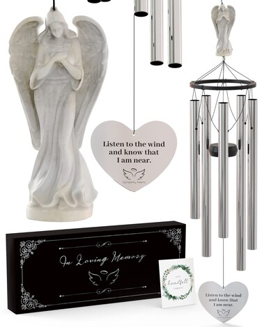 Angel Memorial Wind Chimes for Loss of Loved One - 34" Large Sympathy Wind Chimes, Memorial Gifts for Loss of Loved One Mother Father Husband Bereavement Wind Chimes for Outside Deep Tone
