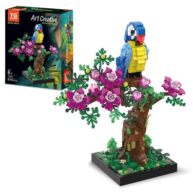 TG BLOCKS Micro Brick Flower Parrot Toy Building Sets, Home Decor and Office Art Creative Gift, DIY Plant Model for Adults, for Teens Ages 8+ Kids