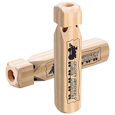 Tatuo 2 Pcs 7.4 Inch Train Whistles for Kids Wooden Train Whistle 4 Tones for Party Favors Party Noisemaker Random Style