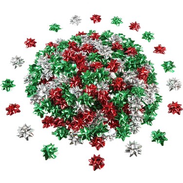 Tatuo 240 Pieces Mini Gift Wrap Bows Christmas Metallic Bows Self Adhesive Gifts Bows for Holiday Christmas Birthday Party Favor (Christmas Color)