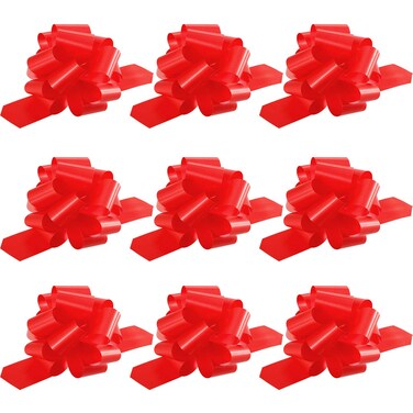 Tatuo 16 Pieces Christmas Pull Bows for Gift Wrapping 5 Inch Xmas Bows Wrap Ribbon for Christmas Tree Decorations, Red and Green