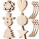 Tatuo 60 Pieces Wooden Cutouts Christmas Wood Ornaments, Star, Christmas Tree, Snowflake, Snowman Christmas Wooden Hanging Ornaments with 60 Pieces Ropes for Embellishments, Wedding, DIY Craft