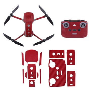 O'woda Mavic Air 2 Stickers, PVC Waterproof Skin Drone Remote Controller Protection Cover Accessories for Mavic Air 2 Drone and Remote Control (Red)