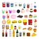 50 Pcs Miniature Food Drink Bottles Soda Pop Cans Pretend Play Kitchen Game Party Accessories Toys Hamburg Cake Ice Cream for 1/12 Doll House (25Food+25Drink)