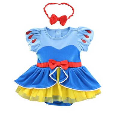 HIHCBF Baby Toddler Girls Christmas Snow White Costume Princess Birthday Bodysuit Romper Tutu Dress w/Headband