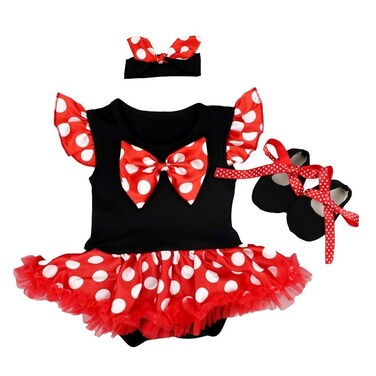 HIHCBF Baby Girls 1st Christmas Outfit Minnie Costume Princess Birthday Romper Tutu Dress w/Headband Shoes