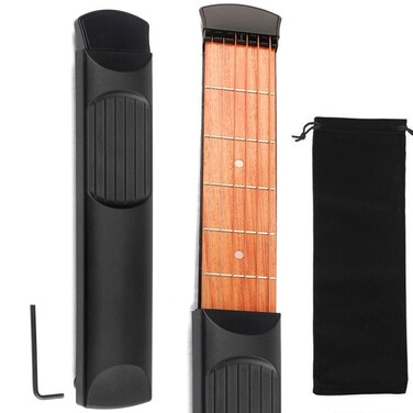 Luvay Pocket Guitar, Finger Exercise, Scales &amp; Chords Practice Tool (6 Fret Black)