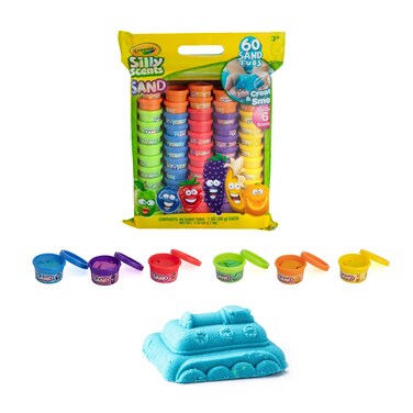 Crayola Play Sand, Silly Scents   60 x 1oz Tubs of Moldable Play Sand in 6 Bright Colors   Christmas Party Favors for Kids Goodie Bags, Classroom Prizes, Sensory Bin Toys, Bags