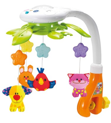 KiddoLab Baby Crib Mobile with Relaxing Music. Includes Ceiling Light Projector with Stars, Animals. Musical Crib Mobile with Timer. Nursery Toys for Babies Ages 0 &amp; Older