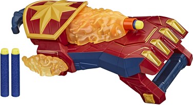 NERF Power Moves Marvel Avengers Captain Marvel Photon Blast Gauntlet NERF Dart-Launching Toy for Kids Roleplay, Toys for Kids Ages 5 and Up