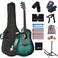 WINZZ HAND RUBBED Series - Left Handed 41 Inches Cutaway Acoustic Acustica Guitar Beginner Starter Bundle with Online Lessons, Padded Bag, Stand, Tuner, Capo, Chords, Strap, Picks, Dark Hunter Green