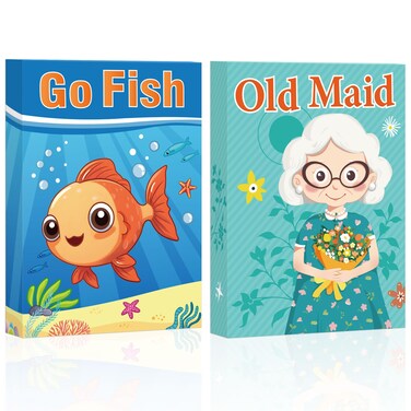 Card Games,Go Fish,Old Maid Card Game for Kids Toddler,2 Decks of Classic Fun Card Game for Game Nights and Family Gatherings,Great Gifts for Birthday Holiday Easter Basket Stuffers(Go Fish&amp;Old Maid)