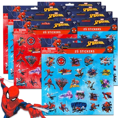 Marvel Spiderman Stickers for Kids - Spiderman Party Favors Bundle with 200 Spider-Man Stickers for Boys and Girls (Spiderman Party Supplies)
