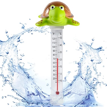 Floating Pool Thermometer, Large Display with String Easy to Read, Shatter Resistant, for Outdoor &amp; Indoor Swimming Pools, Spas, Hot Tubs &amp; Aquariums (Turtle)