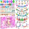 AMAZING TIME 130 Pcs Charm Bracelet Making Kit, Jewelry Toy for Girl Age 8-12 Beads Craft Set for 5 6 7 8 9 10 11 12 Year Old Teenage Birthday Gift
