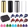 Topus 4 Pieces Medium Guitar Slide (3 Colors Steel Glides, 1 Pieces Glass Slide), Guitar Accessories Kit Include 10 Pieces Guitar Picks and 8 Pieces Plastic Thumb &amp; Finger Picks in Storage Box