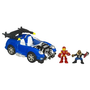 Marvel Superhero Squad Battle Vehicle - Hover Car With Iron Man And Nick Fury