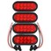ROULERUS seller-ADarkeningMask$$$ (4) Trailer Truck LED Sealed RED 6" Oval Stop/Turn/Tail Light Marine Waterproof Including 3-pin water tight plug DOT/SAE with wires and Grommet