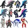 TwCare Set of 12 Godzilla x Kong: The New Empire, Dinosaur Dragon Toys Action Figures, Evolved Basic Exquisite Battle Roar B.E.A.S.T. Glove Shimo Frost Bite Mecha King Ghidorah Cake Toppers Pack