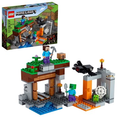 LEGO Minecraft The Abandoned Mine Building Toy, 21166 Zombie Cave with Slime, Steve &amp; Spider Figures, Gift idea for Kids, Boys and Girls Age 7 Plus