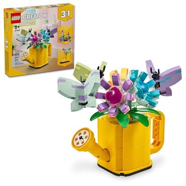 LEGO Creator 3 in 1 Flowers in Watering Can Building Toy Set - Fun, Creative Activity for Kids, Girls and Boys, Ages 8+ - Options to Build Rain Boots or Birds - Gift for Valentines Day - 31149