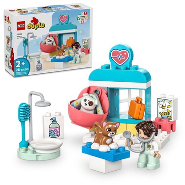 LEGO DUPLO Town Visit to The Vet Clinic Pet-Care Role-Play Toy, Dog, Cat and Veterinarian Figures, Social Emotional Learning Pretend Play Animal Set for Toddlers Aged 2 Years Old and Up, 10438