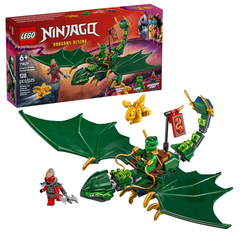 LEGO NINJAGO Lloyd&#39;s Green Forest Dragon Toy - Pretend Play Building Toy for Boys and Girls, Ages 6+ - Dragon Figurine with 2 Minifigures for Kids - Gift Idea for Birthdays - 71829