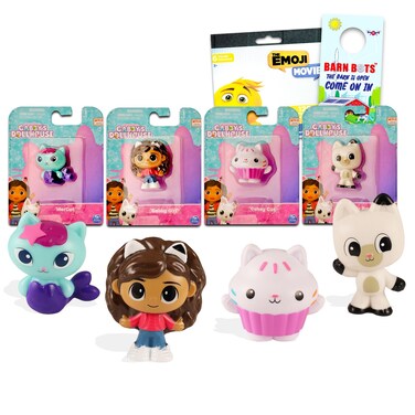 DreamWorks Gabby's Dollhouse Mini Figures 4 Pack - Gabby's Dollhouse Toy Bundle with 4 Cupcake Topper Figurines Including Gabby and More Plus Bonus Stickers   Gabby's Dollhouse Party Supplies